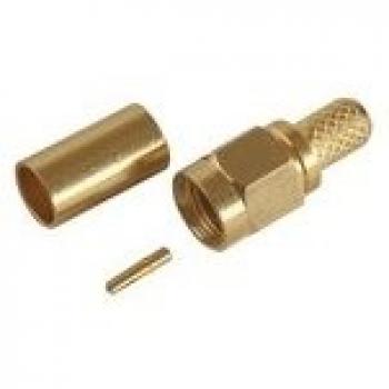 SMA-Reverse-Stecker für RG58, Crimp, vergoldet