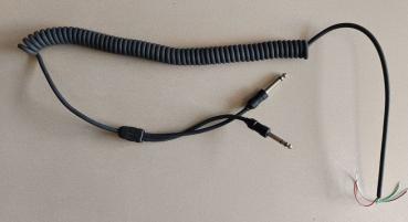 GA-AK-COIL, Anschlußkabel mit 5,23mm und 6,3mm Klinkenstecker und  ca. 1,50 m Wendelkabel mit offenem Ende