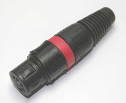 XLR-Kupplung, 5 polig, Plastic, roter Ring