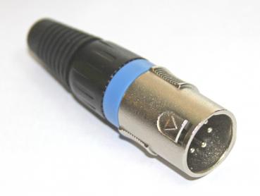XLR-Stecker, 4 polig, Metall, blauer Ring