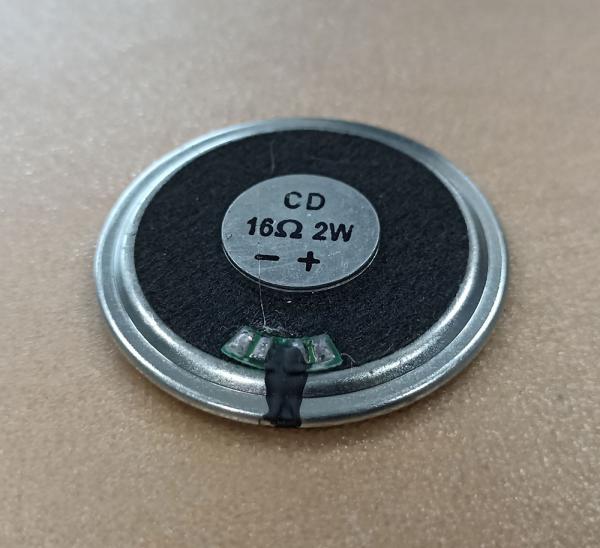 Miniaturlautsprecher, 16 Ohm, 2 Watt, 45mm Durchmesser, 5mm Bauhöhe