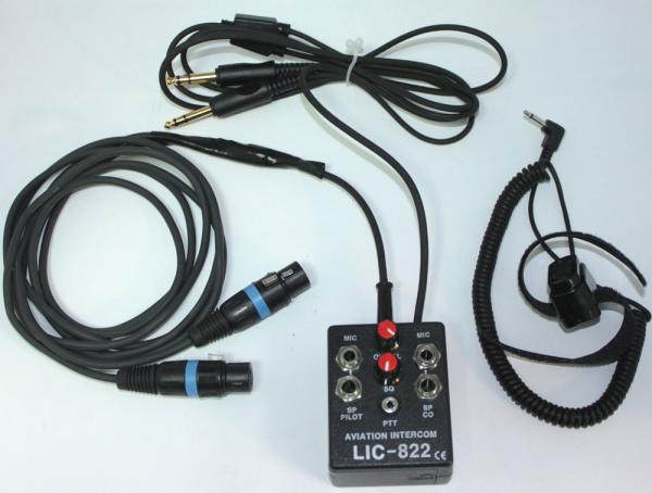 LIC-822-XLR, 2 Platz - Flugfunk - Intercom, General Aviation, mit ext. PTT und 4 pol. XLR