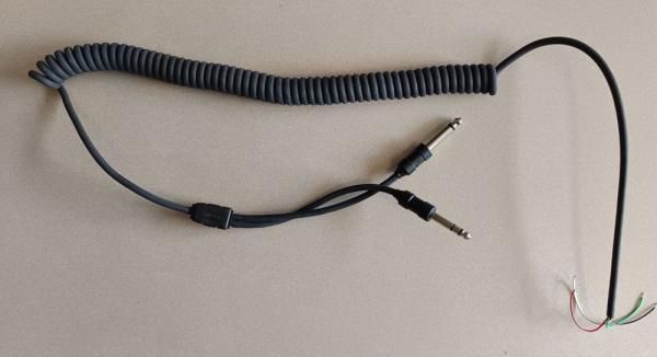 GA-AK-COIL, Anschlußkabel mit 5,23mm und 6,3mm Klinkenstecker und  ca. 1,50 m Wendelkabel mit offenem Ende