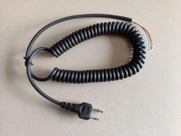 Duostecker gerade, 2,5/3,5mm, ca. 60cm Wendelkabel, offenes Ende