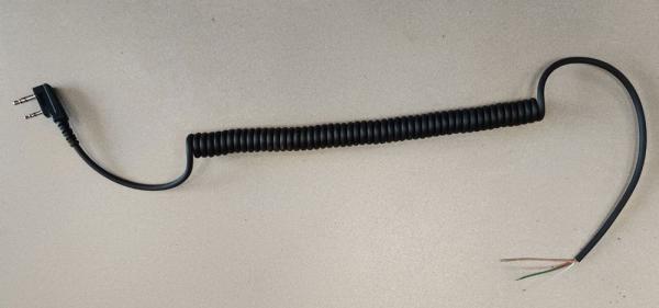 Duo-Winkelstecker Kenwood, 3.5mm / 2,5mm, mit Wendelkabel, offenes Ende